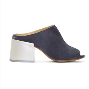 MM6 Maison Martin Margiela Navy Flare Heel Mules